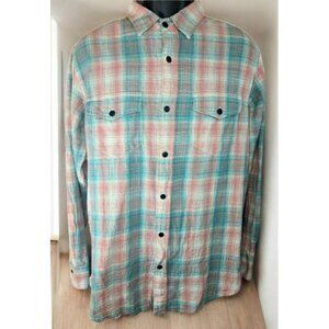 Orvis Mens Classic Fit Button-Up Plaid Shirt Medium  Pink & Blue